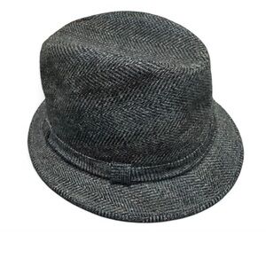 Gray Herringbone Fedora Hat